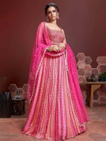 Pink Chinon Silk Lehenga Choli